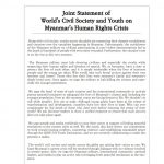 Joint Statement of World’s Civil Society and Youth on Myanmar’s Human Rights Crisis